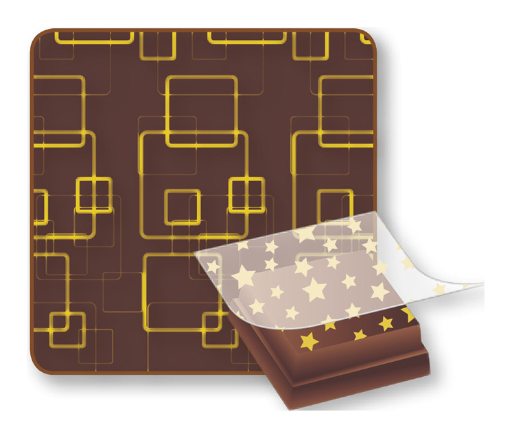 Schoko-Transferfolie "Quadrate gold"